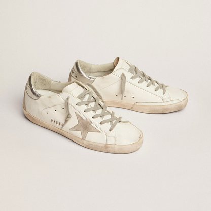 silver heel tab and metal stud lettering