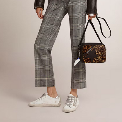 silver heel tab and metal stud lettering