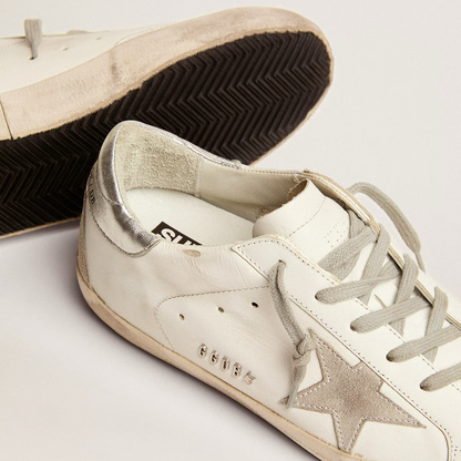 silver heel tab and metal stud lettering