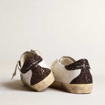 silver star and brown glitter heel tab